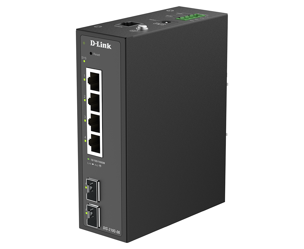 Industrial 4-Port 1G + 2-Port 1G SFP Smart Switch DIS-210G-06