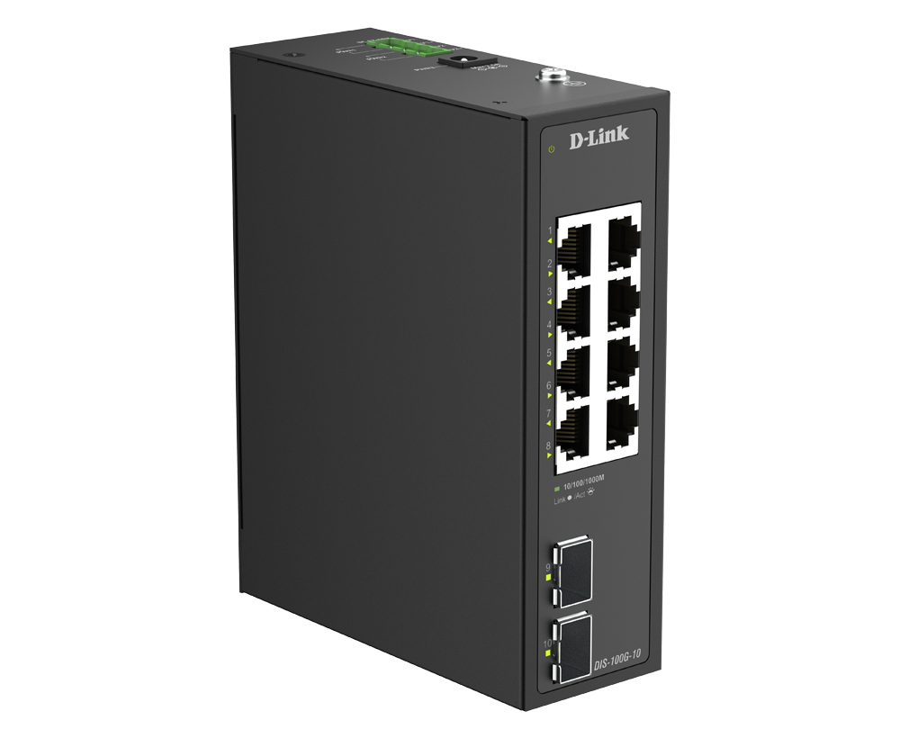 Industrial 8-Port 1G + 2-Port 1G SFP Unmanaged Switch DIS-100G-10