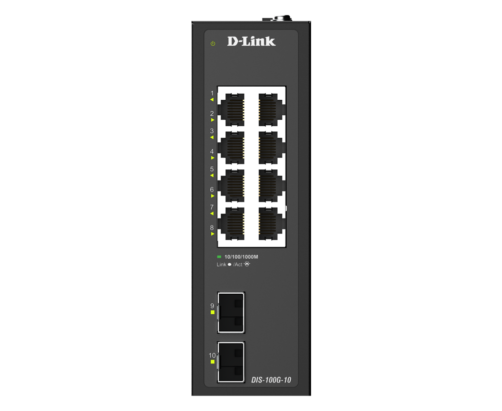 Industrial 8-Port 1G + 2-Port 1G SFP Unmanaged Switch DIS-100G-10