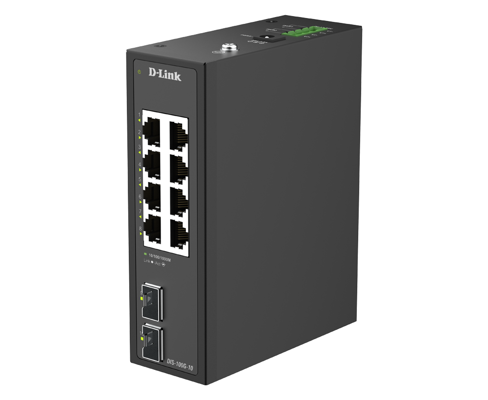 Industrial 8-Port 1G + 2-Port 1G SFP Unmanaged Switch DIS-100G-10