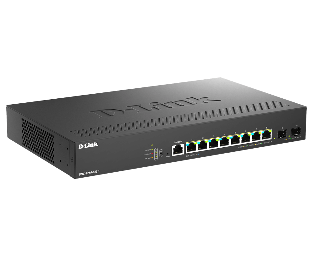 10-Port 2.5G Smart Managed PoE Switch DMS-1250-10SP