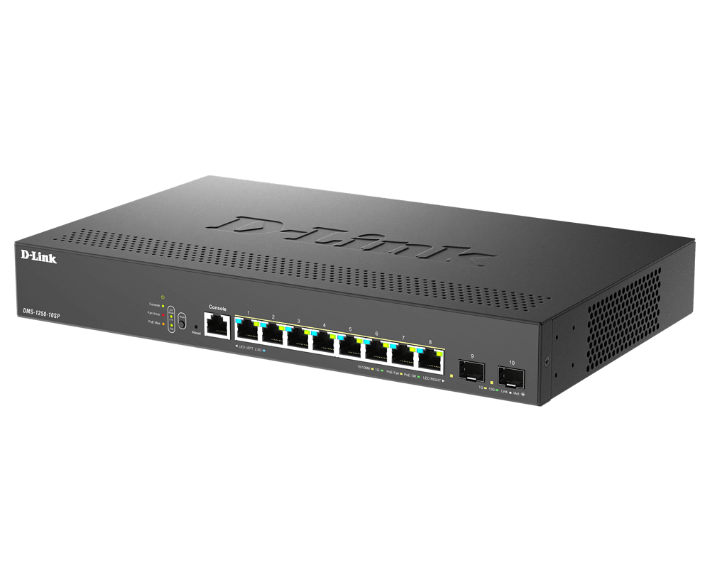 10-Port 2.5G Smart Managed PoE Switch DMS-1250-10SP
