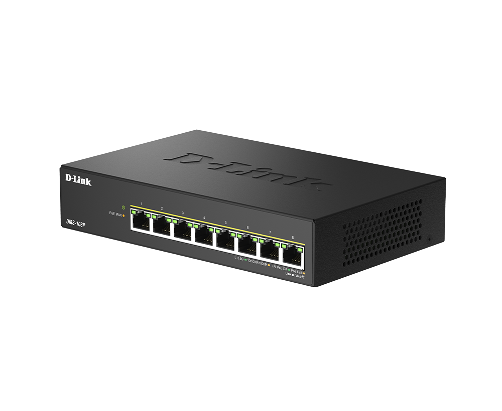 8-Port 2.5G Multi-Gigabit Unmanaged PoE Switch DMS-108P
