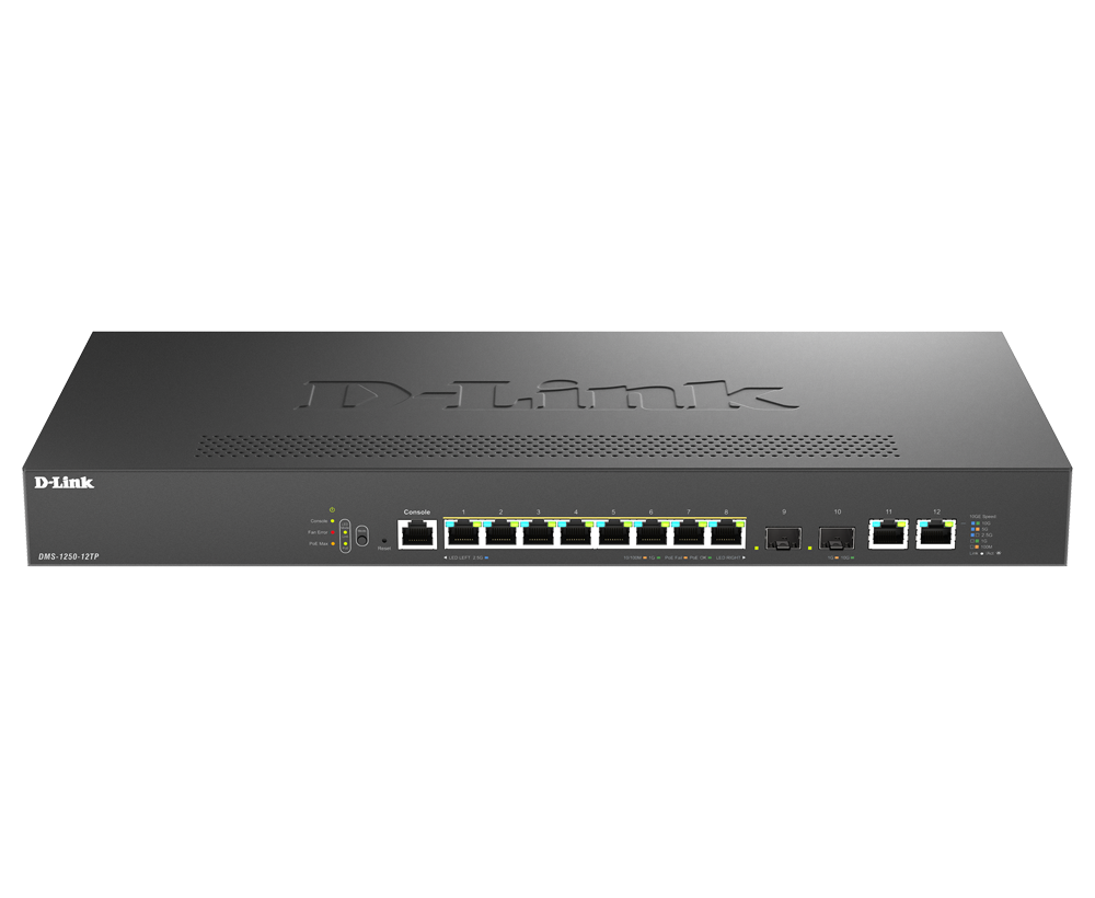 12-Port 2.5G Smart Managed PoE Switch DMS-1250-12TP