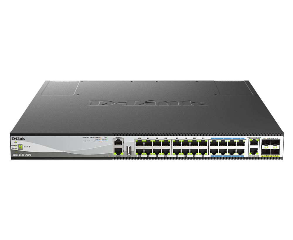 30-Port Layer 3 Stackable Multi-Gigabit Managed PoE Switch DMS-3130-30PS