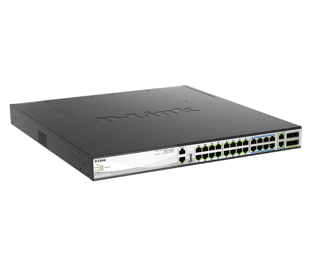 30-Port Layer 3 Stackable Multi-Gigabit Managed PoE Switch DMS-3130-30PS