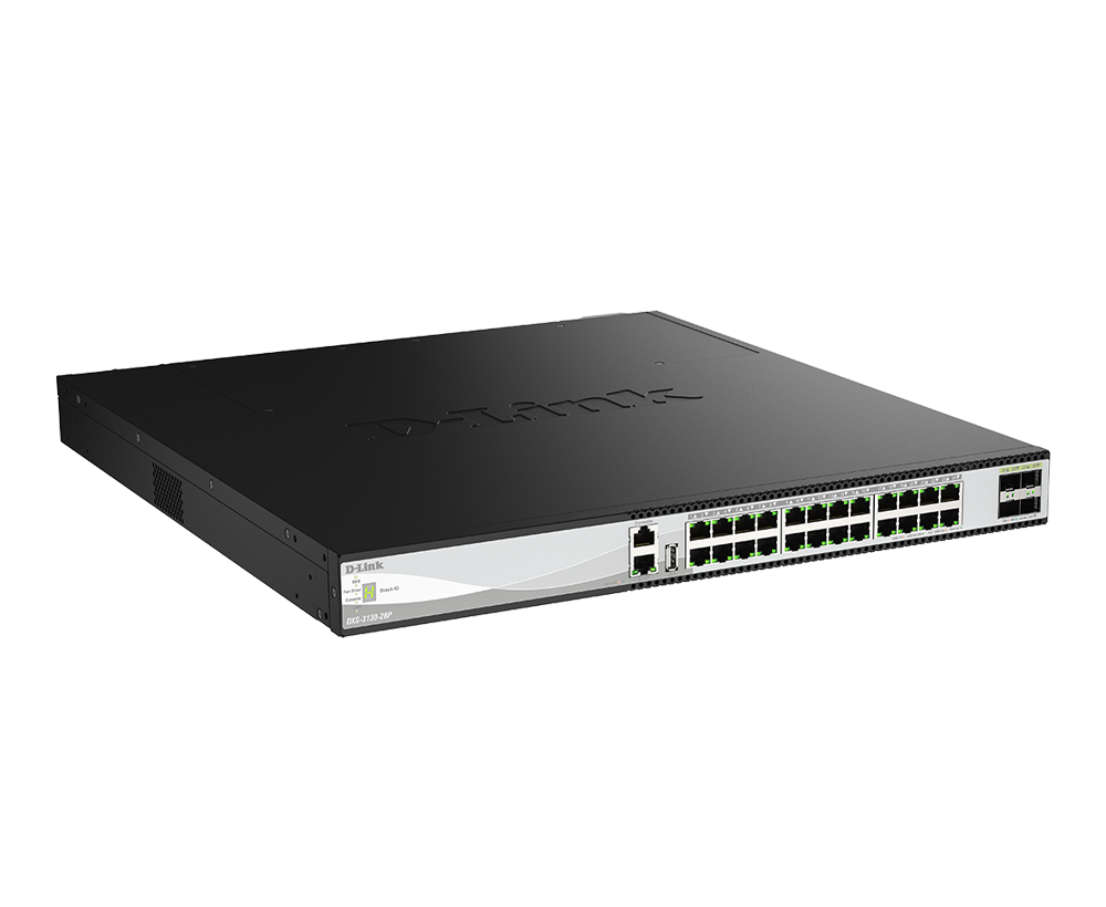 24-Port 10G Layer 3 Stackable Aggregation Managed PoE Switch DXS-3130-28P