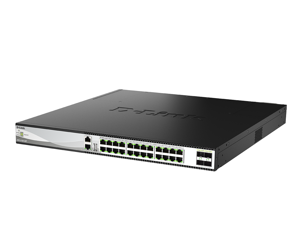 24-Port 10G Layer 3 Stackable Aggregation Managed PoE Switch DXS-3130-28P