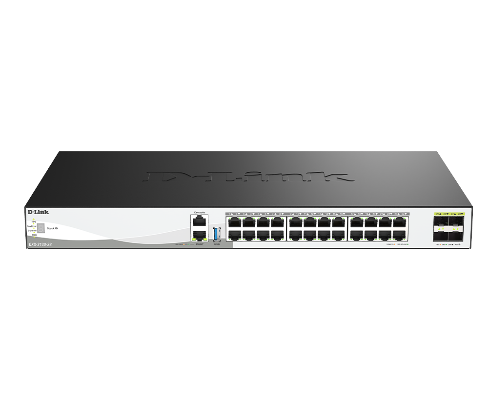 24-Port 10G Layer 3 Stackable Aggregation Managed Switch DXS-3130-28
