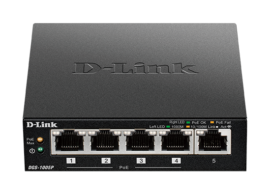 5-Port Gigabit Unmanaged PoE Switch DGS-1005P