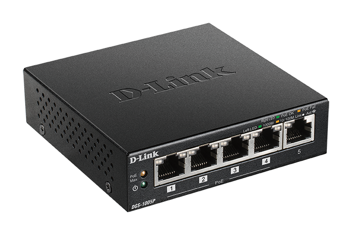 5-Port Gigabit Unmanaged PoE Switch DGS-1005P 3 5-Port Gigabit Unmanaged PoE Switch DGS-1005P